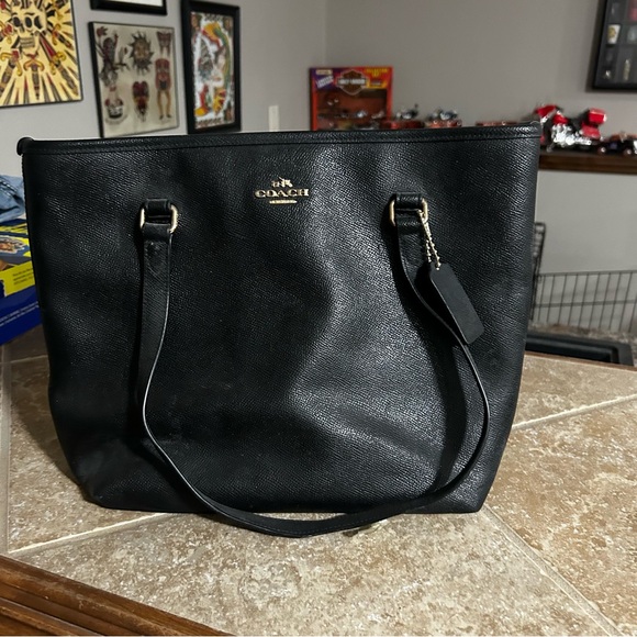 Coach Handbags - Coach Black Leather Tote Bag